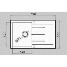 Chiuveta pentru bucatarie Pyramis Granit Alazia 1B 1D 79*50 Snow